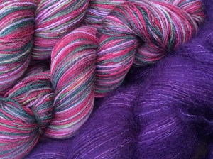 Iona in "Princess" colorway and Isle of Skye in "purple"